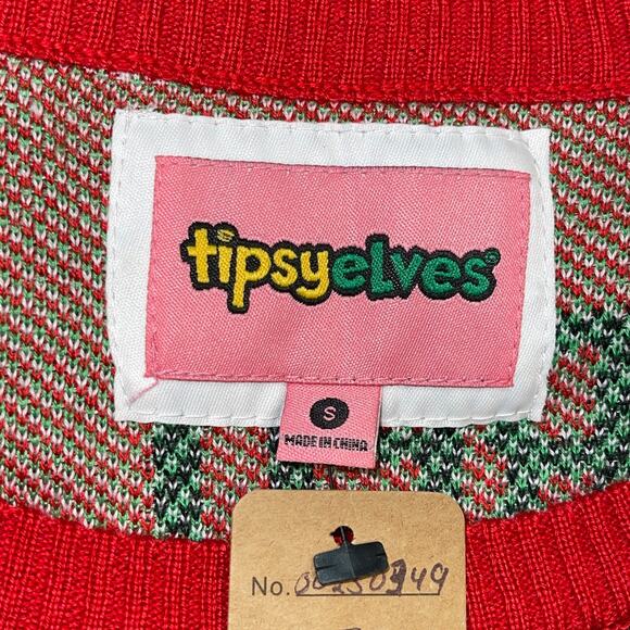Tipsy Elves YOU MISS YOU DRINK Bullseye Game Ugly Christmas Sweater Size S - Picture 3 of 5